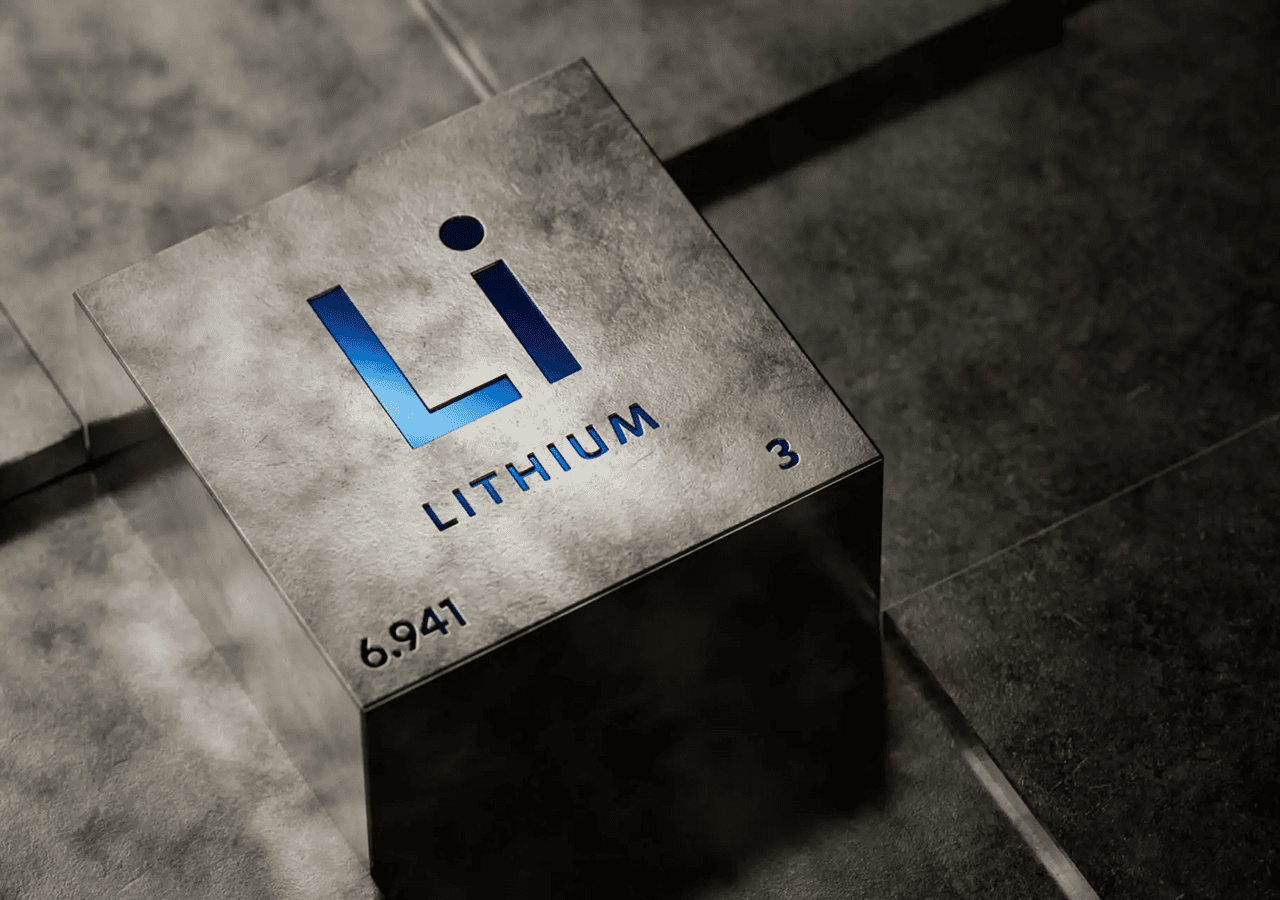 A metallic block featuring the element Lithium and its atomic details.